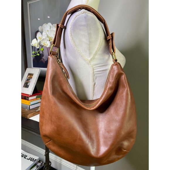 (Sold) Lucky Brand 100% Leather Zip Top Hobo Bag - Picture 6 of 12